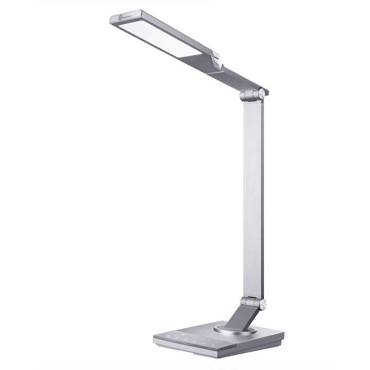 LED лампа за бюро TaoTronics TT-DL16, Touch control, USB, 12W, 600 лумена, A+++, 43 см, Сива