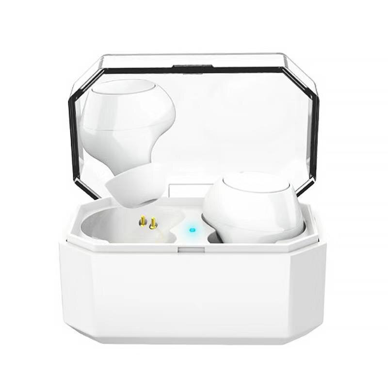 Casti wireless Shark Y6, cutie pentru incarcare, Bluetooth 5.0, In-Ear, Rezistenta la apa, microfon cu functie de reducere zgomot, Alb