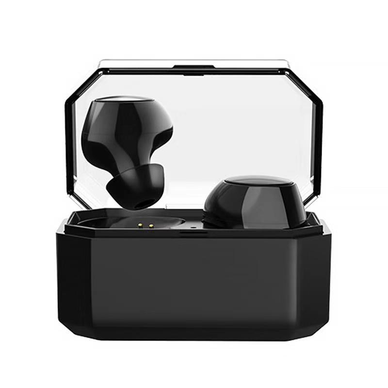 Casti wireless Shark Y6, cutie pentru incarcare, Bluetooth 5.0, In-Ear, Rezistenta la apa, microfon cu functie de reducere zgomot, Negru