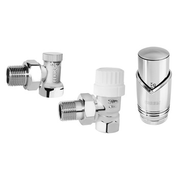 Set 3in1 Cromat Cap termostatic Robineti Tur coltar si Retur coltar 1/2 Set 3in1 Cromat Cap termostatic Robineti Tur coltar si Retur coltar 1/2