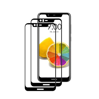 Set 2 folii protectie sticla securizata fullsize pentru Nokia 5.1 Plus / X5 , negru Set 2 folii protectie sticla securizata fullsize pentru Nokia 5.1 Plus / X5 , negru