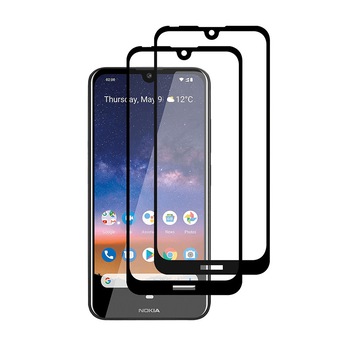 Set 2 folii protectie sticla securizata fullsize pentru Nokia 2.2, negru Set 2 folii protectie sticla securizata fullsize pentru Nokia 2.2, negru