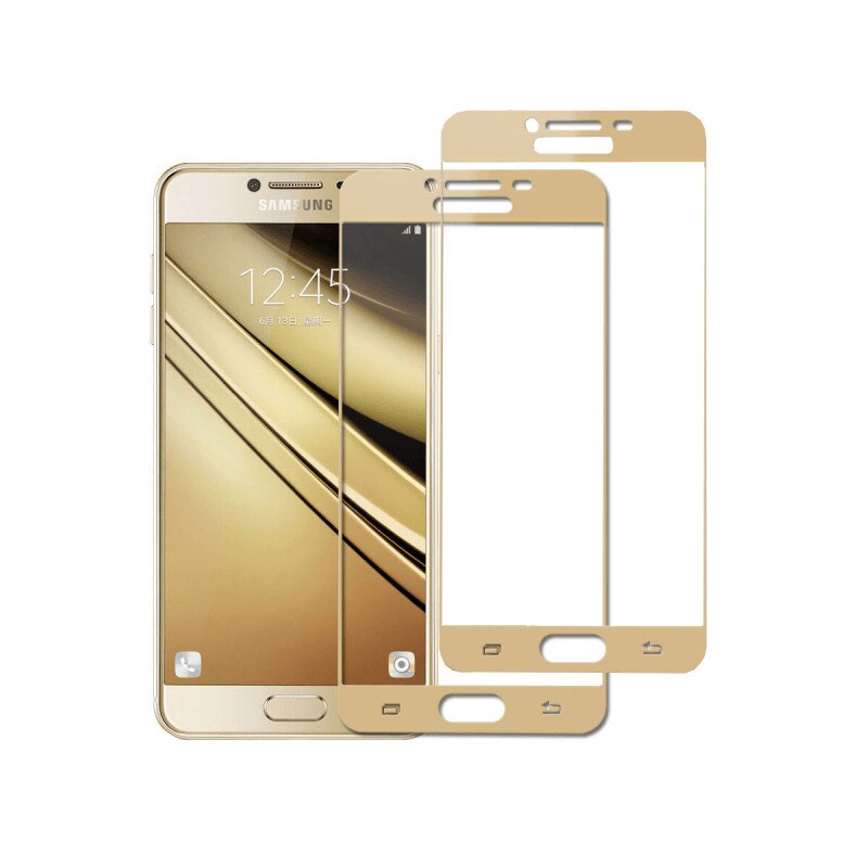 Set 2 folii protectie sticla securizata fullsize pentru Samsung Galaxy C5 / C5 Pro, auriu