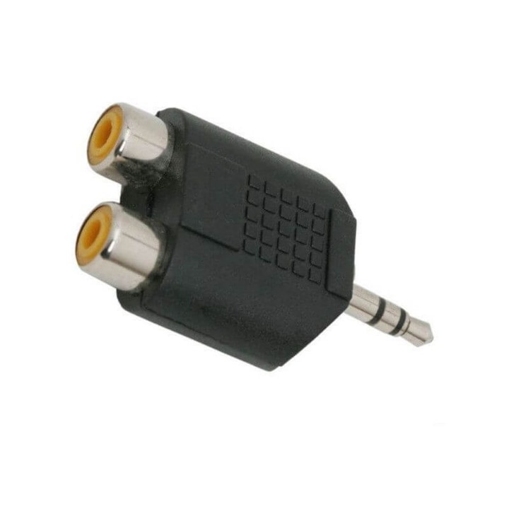 Adaptor Jack 3.5mm - 2xRCA, Model Negru, pentru Sisteme Audio sau PC
