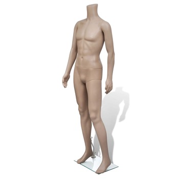 Manechin masculin fara cap, vidaXL, Plastic, Bej, 176 cm Manechin masculin fara cap, vidaXL, Plastic, Bej, 176 cm