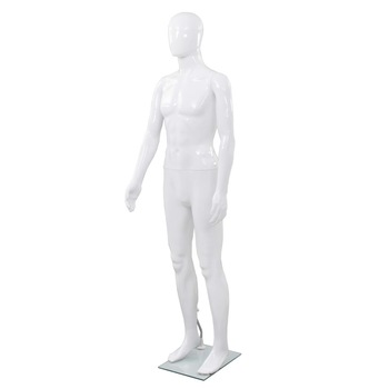 Corp manechin masculin cu suport din sticla, vidaXL, Polipropilena, Alb, 185 cm Corp manechin masculin cu suport din sticla, vidaXL, Polipropilena, Alb, 185 cm