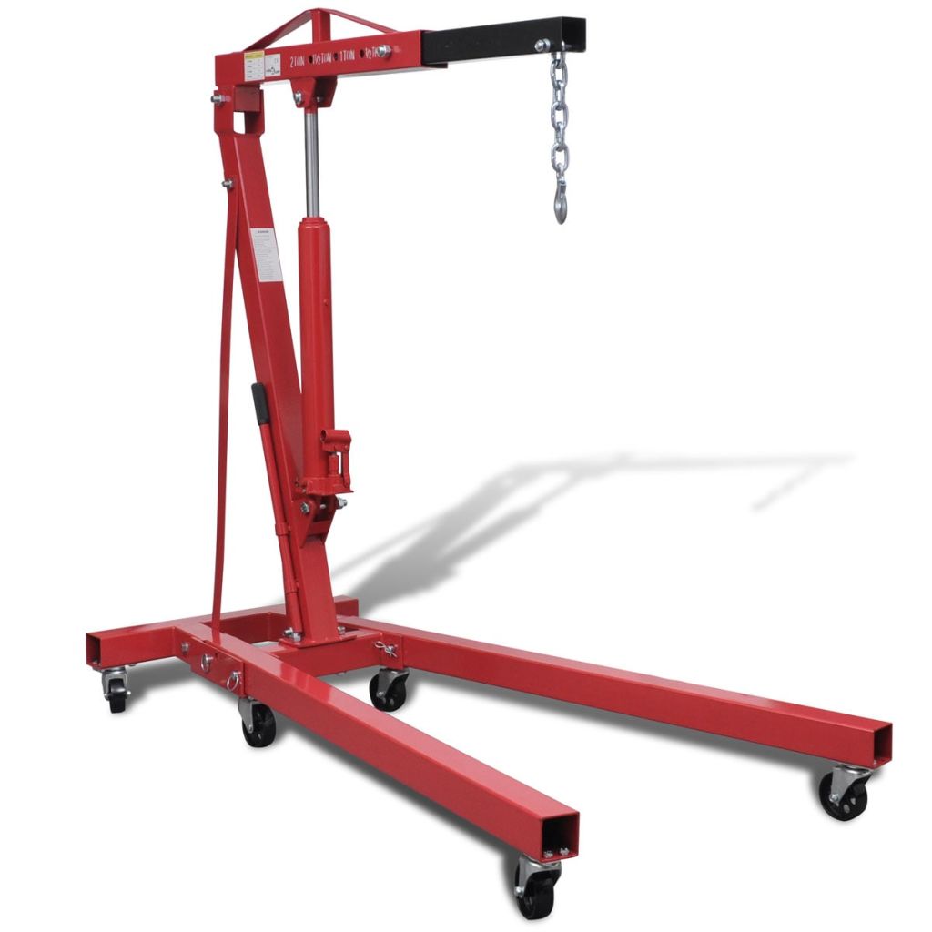 Macara pliabila pentru motor, 2 tone, vidaXL, Otel, Rosu, 88.2 kg