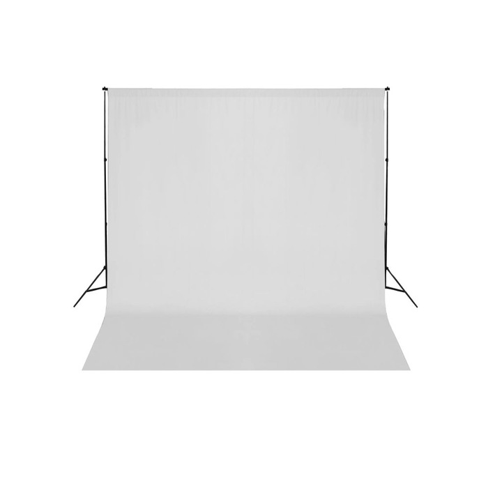 Set stativ si fundal pentru studio foto, vidaXL, Tesatura, 600 x 300 cm, Alb