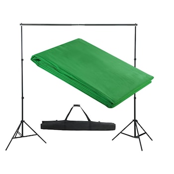 Set stativ si fundal pentru studio foto, vidaXL, Tesatura, 300 x 300 cm, Verde Set stativ si fundal pentru studio foto, vidaXL, Tesatura, 300 x 300 cm, Verde