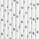 Deco Papírszívószálak, fehér ezüst csillagokkal, 19,5cm, 10 db/szett