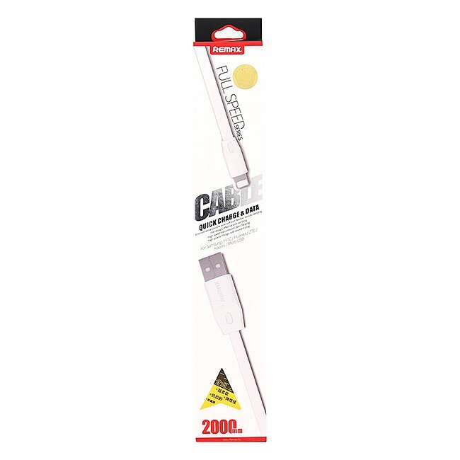 Cablu de date Apple iPhone 5 Remax Full Speed 2m alb