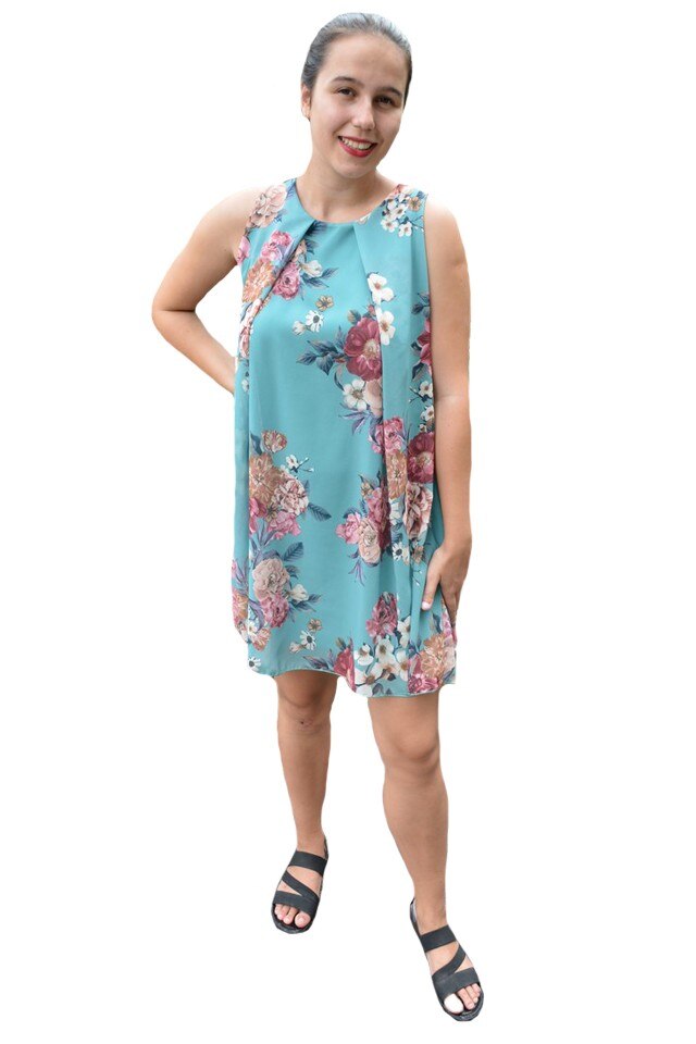 Rochie de vara Aase cu aplicatii de voal si imprimeu tip ancora,D&J Exclussive, Verde