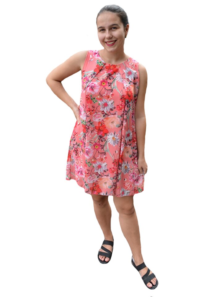 Rochie de vara Aase cu aplicatii de voal si imprimeu tip ancora,D&J Exclussive, Corai