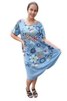 Rochie Agnette, din bumbac, model cu cercuri, D&J Exclussive, Albastru Rochie Agnette, din bumbac, model cu cercuri, D&J Exclussive, Albastru