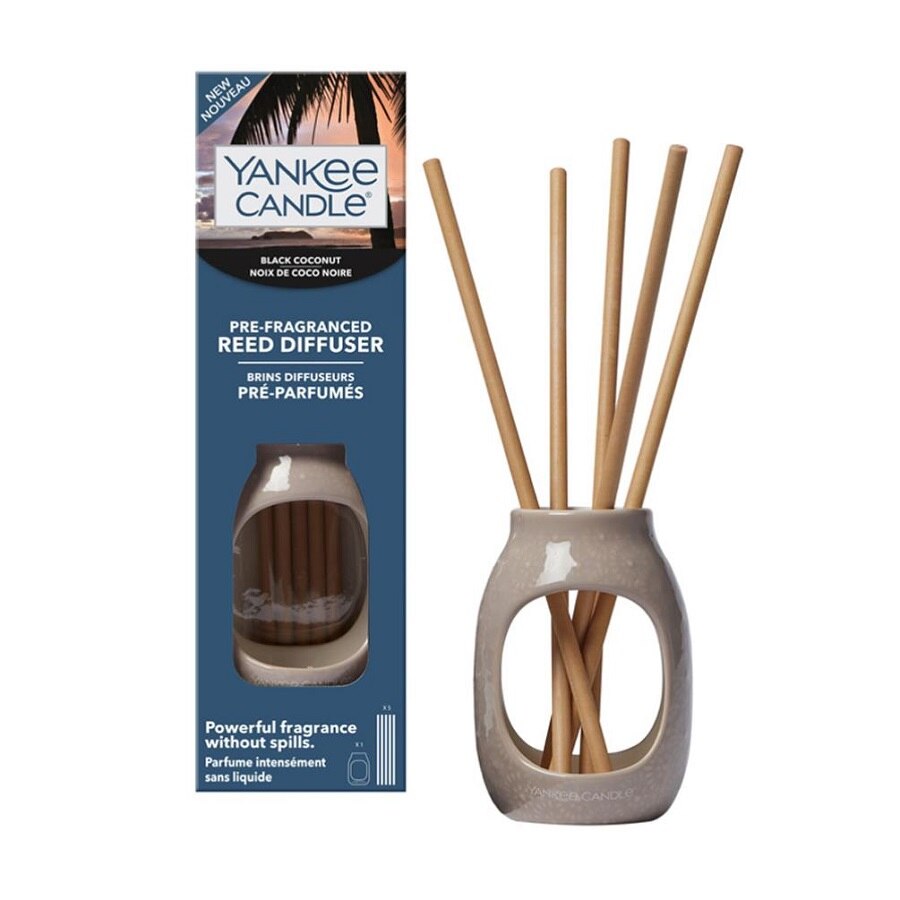 Set suport ceramic Embossed cu 5 betisoare parfumate fara lichid Black Coconut, Yankee Candle