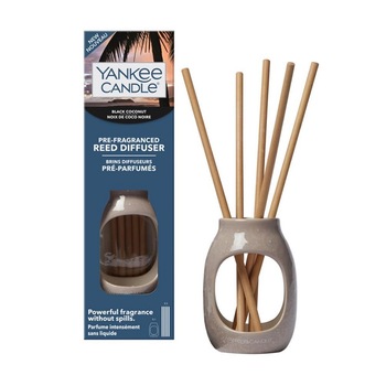 Set suport ceramic Embossed cu 5 betisoare parfumate fara lichid Black Coconut, Yankee Candle Set suport ceramic Embossed cu 5 betisoare parfumate fara lichid Black Coconut, Yankee Candle