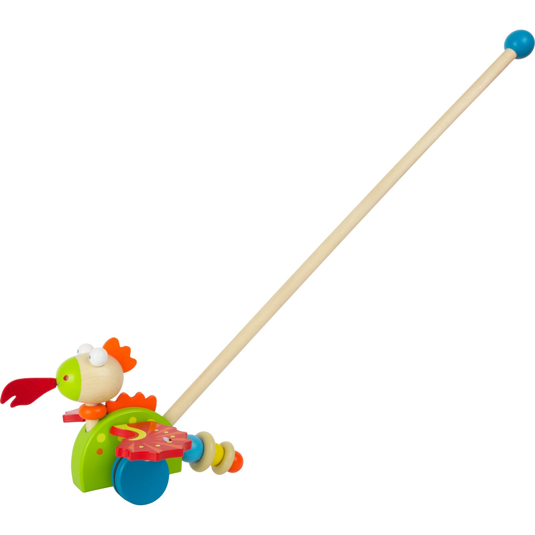 Jucarie de impins, dragon, lemn, 57 cm