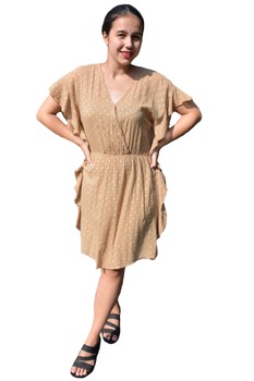 Rochie Paula, din bumbac, imprimeu cu stelute, D&J Exclussive, Maro Rochie Paula, din bumbac, imprimeu cu stelute, D&J Exclussive, Maro