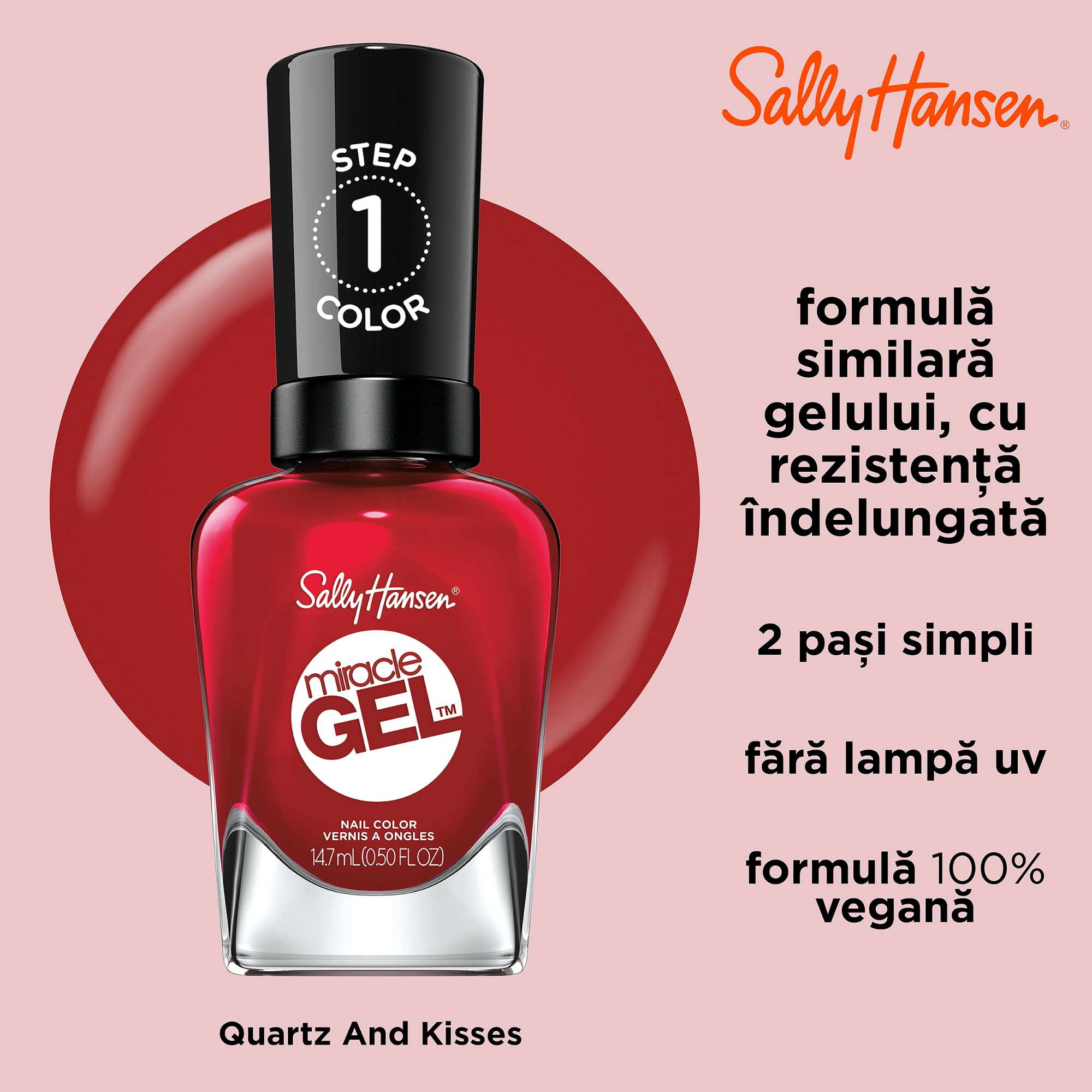 Lac de unghii Sally Hansen Miracle Gel Rhapsody Red, 15.96 ml