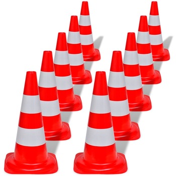 Set de 10 conuri de semnalizare rutiera, vidaXL, 50 cm Set de 10 conuri de semnalizare rutiera, vidaXL, 50 cm