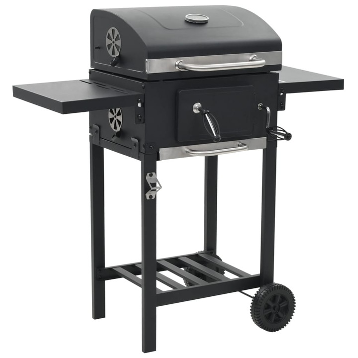 Gratar barbecue cu carbuni, raft inferior, negru