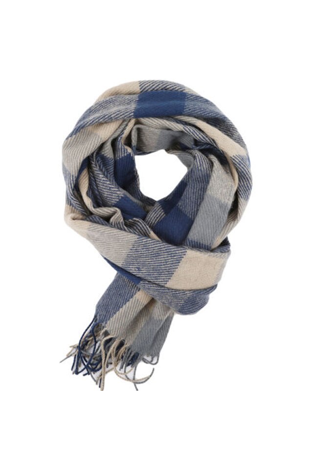 Fular supradimensionat dama, gri/albastru inchis, 180 x 60 cm