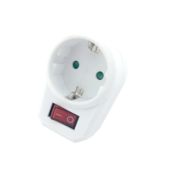 Adaptor priza Entac 1 priza+intrerupator impamantare 1x Schuko (16A)