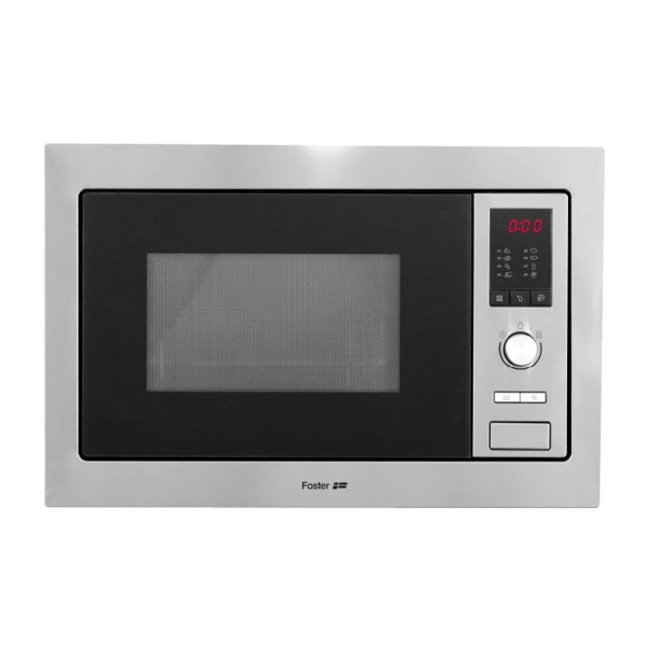 Фурна за вграждане FOSTER KS 7151010, 60x38 см, микровълнова+грил, 5 функции за готвене, 25л, инокс / черно стъкло против отпечатъци