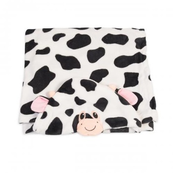 Paturica plusata pentru copii si bebelusi NOVOKIDS™ Little Cow, cu gluga, material plusat moale si pufos, dimensiune 130X90 cm, pentru baie si patut, model Vacuta, Alb cu Negru Paturica plusata pentru copii si bebelusi NOVOKIDS™ Little Cow, cu gluga, material plusat moale si pufos, dimensiune 130X90 cm, pentru baie si patut, model Vacuta, Alb cu Negru