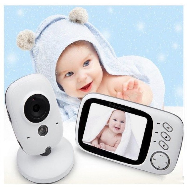 Baby Safety 851V система за наблюдение на бебета с Clear View аудио и видео наблюдение, безжична връзка между камерата и монитора, нощно виждане, сензор за наблюдение на температурата, цветен дисплей, откриване на температура