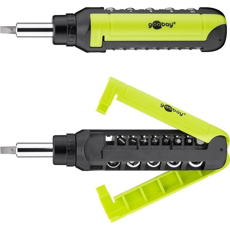 Set surubelnita cu clichet Goobay cu 8 biti si 5 tubulare