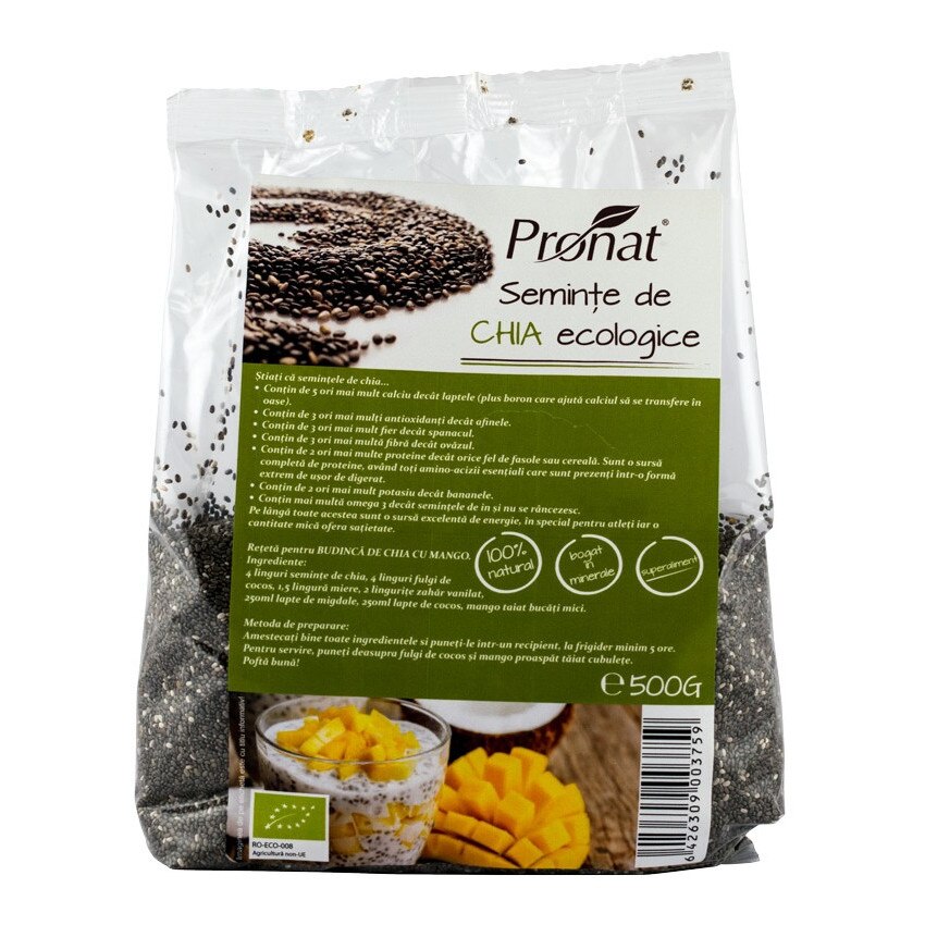 Seminte de Chia bio, Pronat 500 g