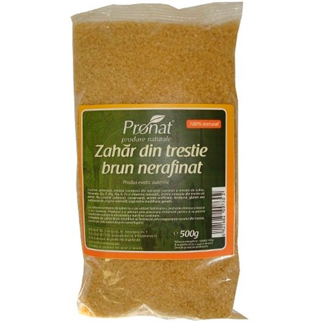 Zahar brun din trestie, nerafinat, raw, Pronat, 500 g
