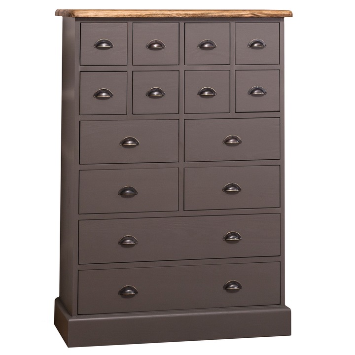 Comoda Szel-Mob cu 14 sertare, culoare dublu color, 100% lemn masiv