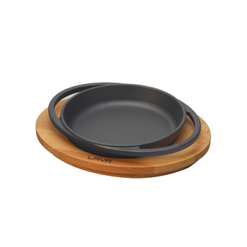 Tava 16 cm fonta cu suport lemn - LAVA Tava 16 cm fonta cu suport lemn - LAVA