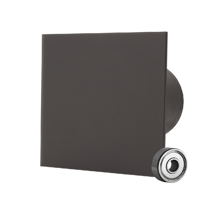 Вентилатор за баня MMotors, Квадрат с клапа, Стъклен, Ф100, 105 м3/ч, 13W, Черен мат, 9029