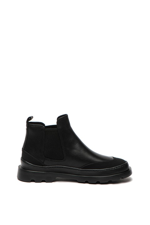Camper, Ghete Chelsea de piele cu insertii textile Brutus, Negru, 37