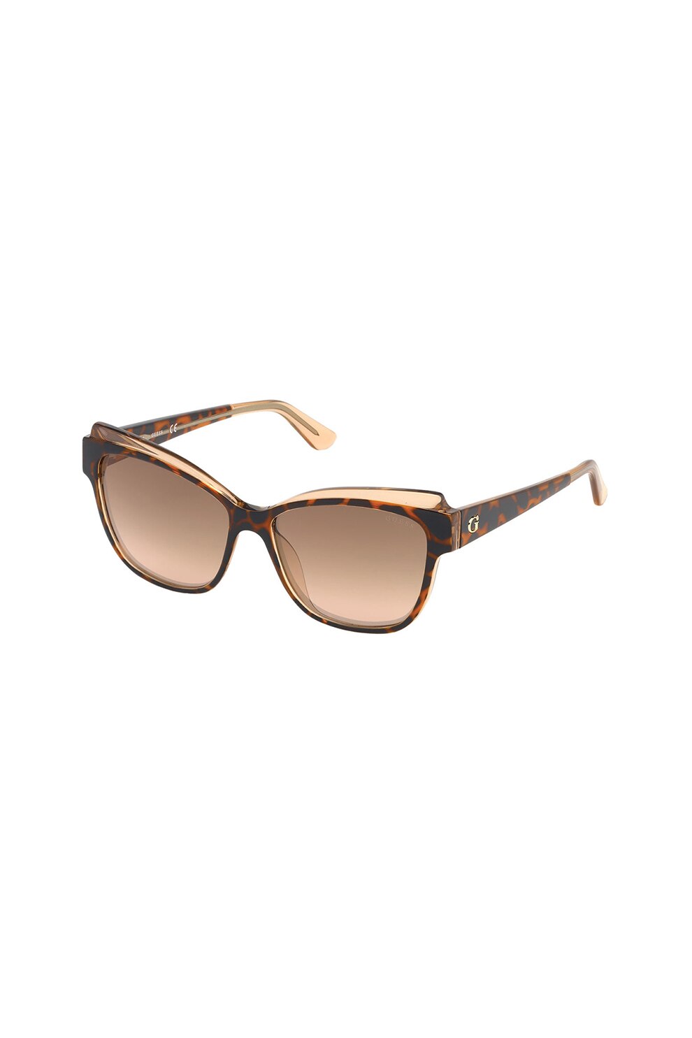 Guess, Ochelari de soare cat-eye cu lentile oglinda, Maro, 57-15-145 Standard