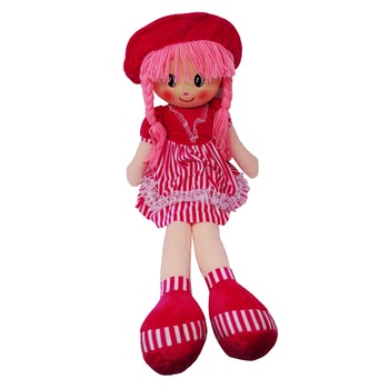 Papusa de Plus cu Parul Impletit si Palarie, 75 cm, SALAMANDRA KIDS®, Fucsia Papusa de Plus cu Parul Impletit si Palarie, 75 cm, SALAMANDRA KIDS®, Fucsia