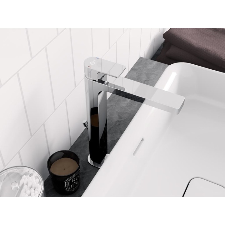 Смесител за мивка Ideal Standard, Edge 240, Монтаж на плот, Лъскав хром, Изскачащ вентил