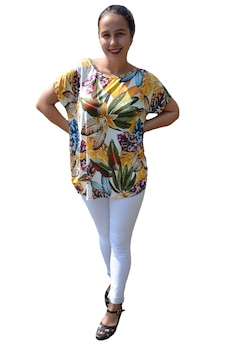 Bluza Lucia cu imprimeu exotic leaf,maneca scurta,D&J Exclussive, Alb Bluza Lucia cu imprimeu exotic leaf,maneca scurta,D&J Exclussive, Alb