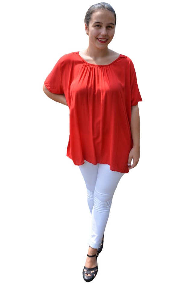 Bluza lejera Sidonia cu broderie in spate, D&J Exclussive, Rosu