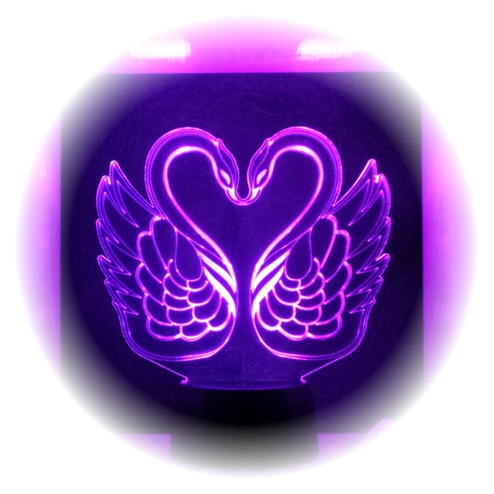 Hattyú mintás 3D illúzió LED lámpa távirányítóval