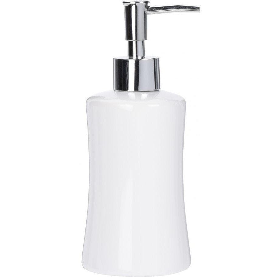 Recipient, dispenser sapun lichid dolomita, 7.5 x 12.8 cm H totala 18 cm, Alb