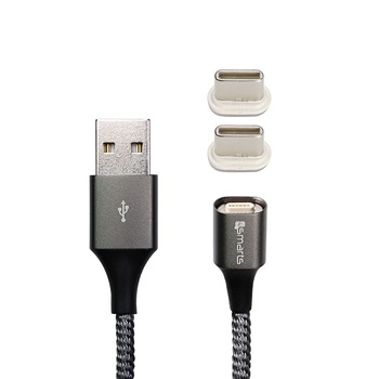 Cablu cu varf magnetic cu doi conectori USB-C pentru dispozitive cu USB-C (100 cm), 4smarts Magnetic GRAVITYCord 2.0, gri Cablu cu varf magnetic cu doi conectori USB-C pentru dispozitive cu USB-C (100 cm), 4smarts Magnetic GRAVITYCord 2.0, gri