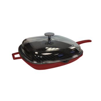Tigaie grill fonta cu capac 26 x 26 cm  Tigaie grill fonta cu capac 26 x 26 cm