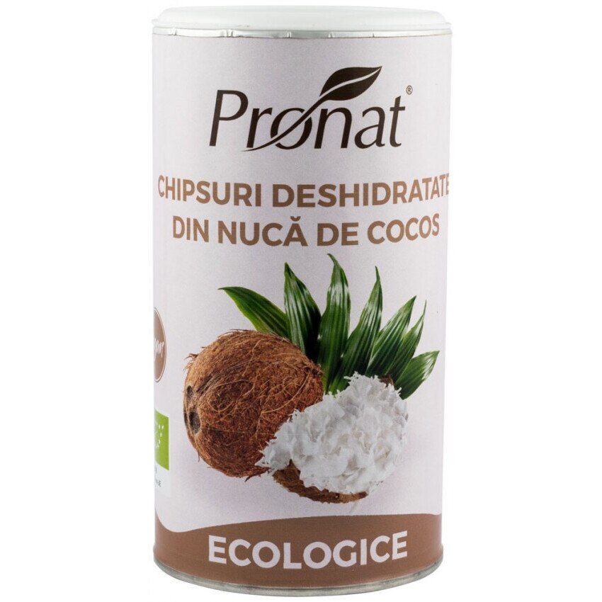 Chipsuri deshidratate din nuca de cocos, bio, Pronat, 110g