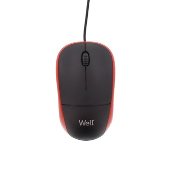 Mouse optic Well MU002 USB negru/rosu Mouse optic Well MU002 USB negru/rosu