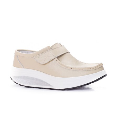 Pantofi cu talpa joasa comozi, casual, model cu scai, D&J Exclussive, Bej