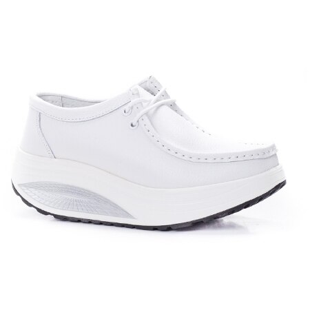 Pantofi cu talpa joasa comozi,casual,model cu siret,D&J Exclussive,alb